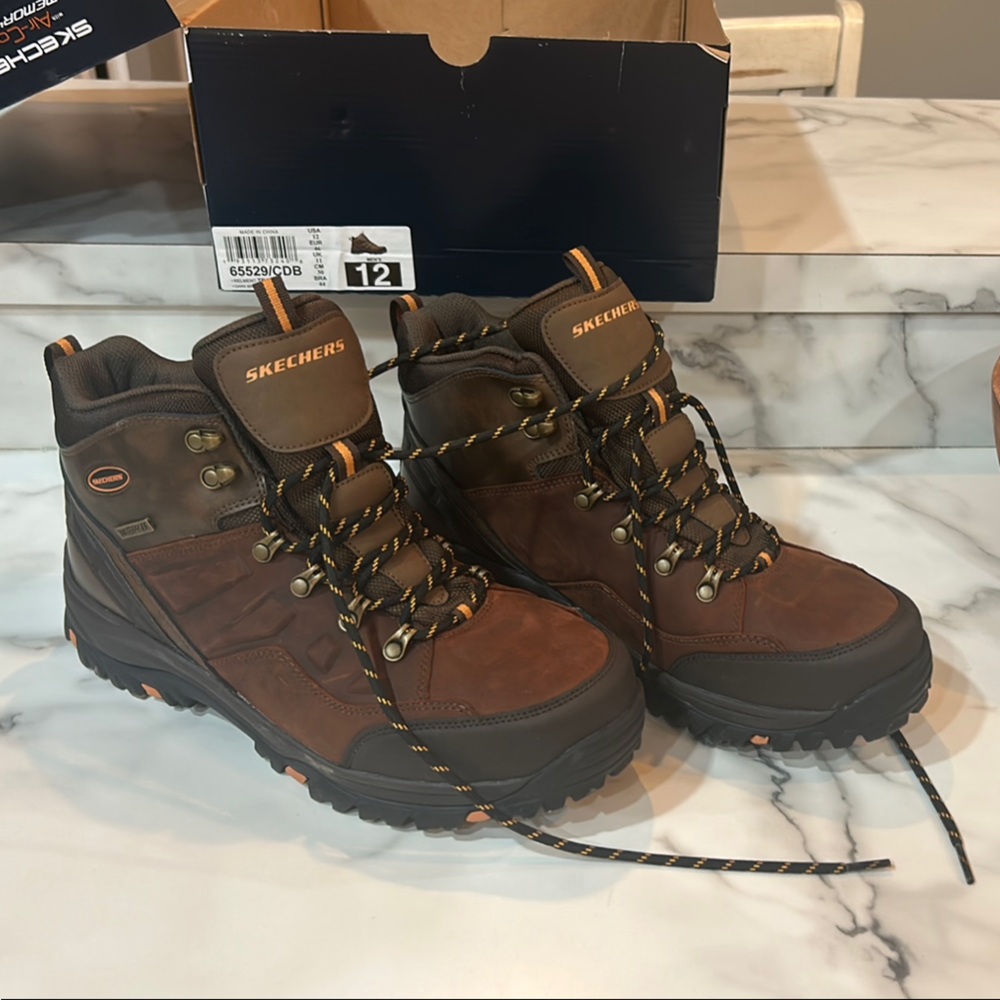 Skechers AirCooled Memory Foam Brown Boots NEW IN BOX